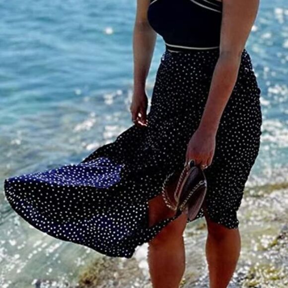Newchoice Women's Boho Leopard Skirt High Low Split  Midi Wrap Skirt NWT Size S - Picture 4 of 8